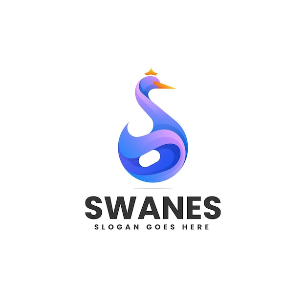 Ilustración vectorial del logotipo Gradiente del cisne Estilo colorido
