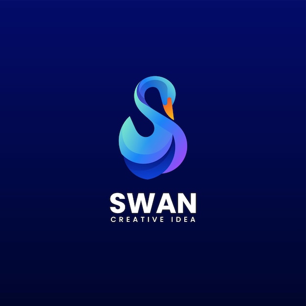 Ilustración vectorial del logotipo Gradiente del cisne Estilo colorido