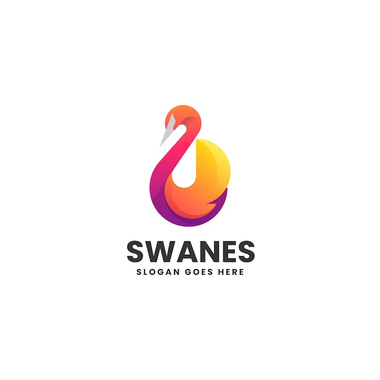 Vector ilustración vectorial del logotipo gradiente del cisne estilo colorido