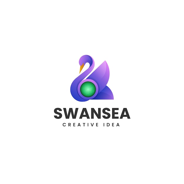 Ilustración vectorial del logotipo Gradiente del cisne Estilo colorido