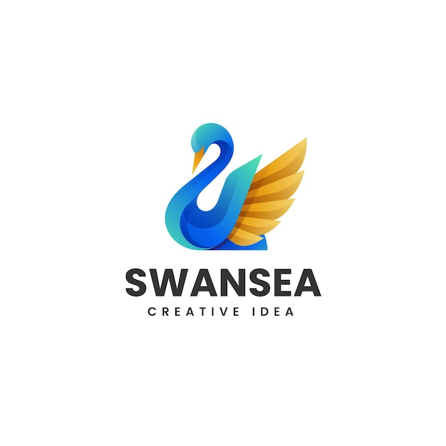 Ilustración vectorial del logotipo Gradiente del cisne Estilo colorido