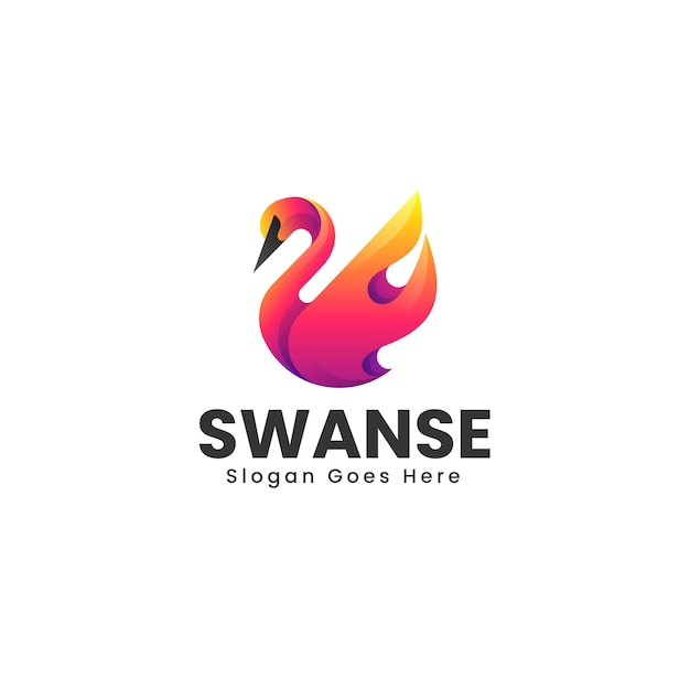 Ilustración vectorial del logotipo Gradiente del cisne Estilo colorido