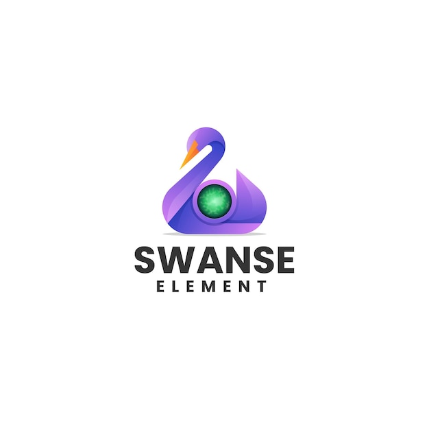 Ilustración vectorial del logotipo Gradiente del cisne Estilo colorido