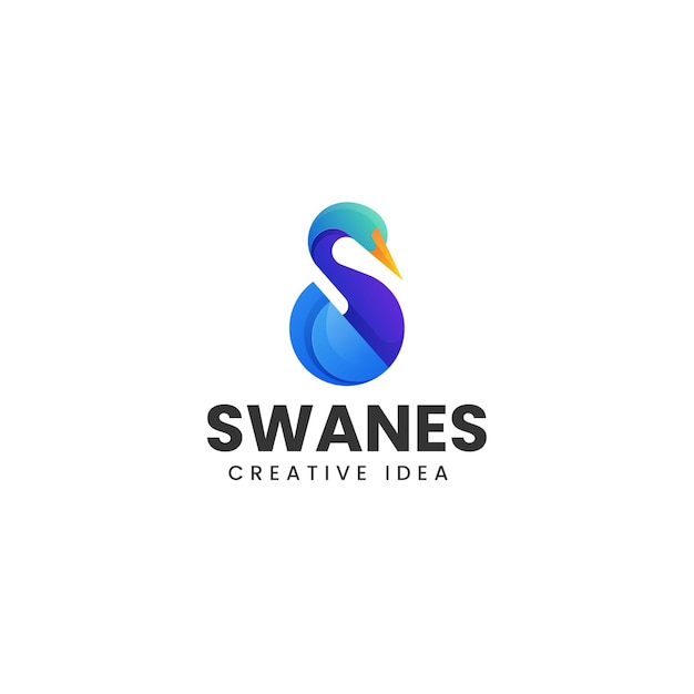 Ilustración vectorial del logotipo Gradiente del cisne Estilo colorido