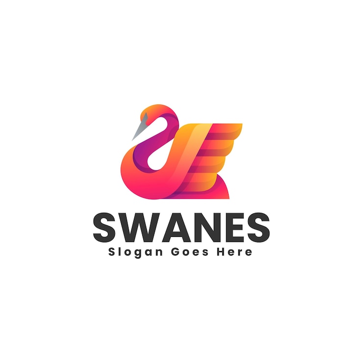 Vector ilustración vectorial del logotipo gradiente del cisne estilo colorido