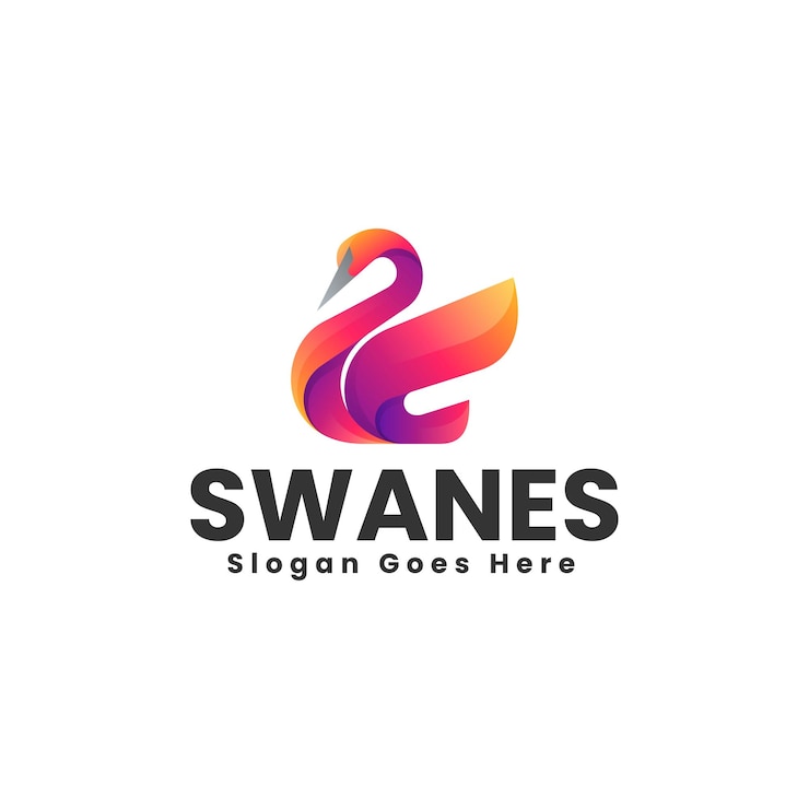 Vector ilustración vectorial del logotipo gradiente del cisne estilo colorido