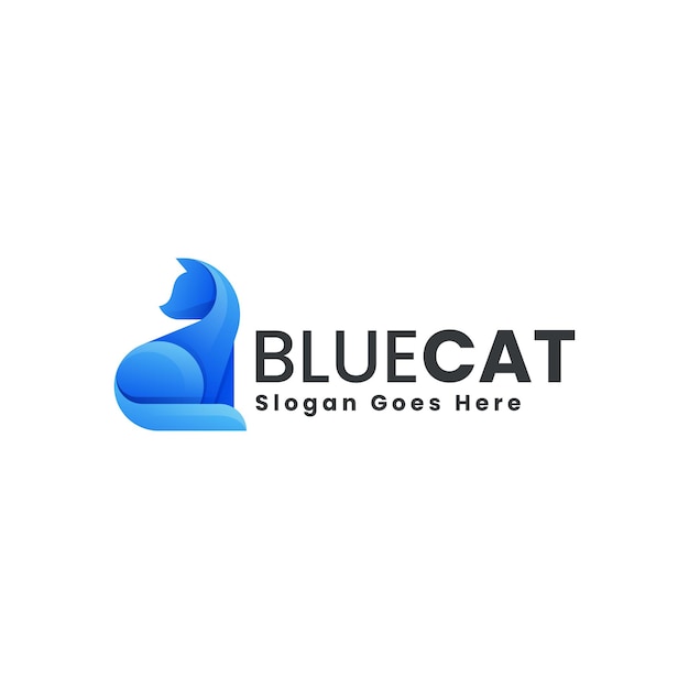 Ilustración vectorial del logotipo Gradiente de gato azul Estilo colorido