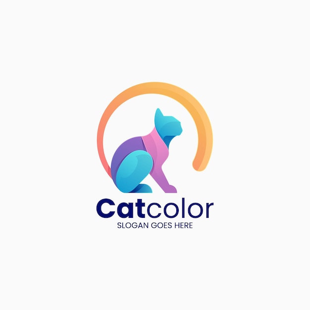 Ilustración vectorial del logotipo Gradiente de gato Estilo colorido