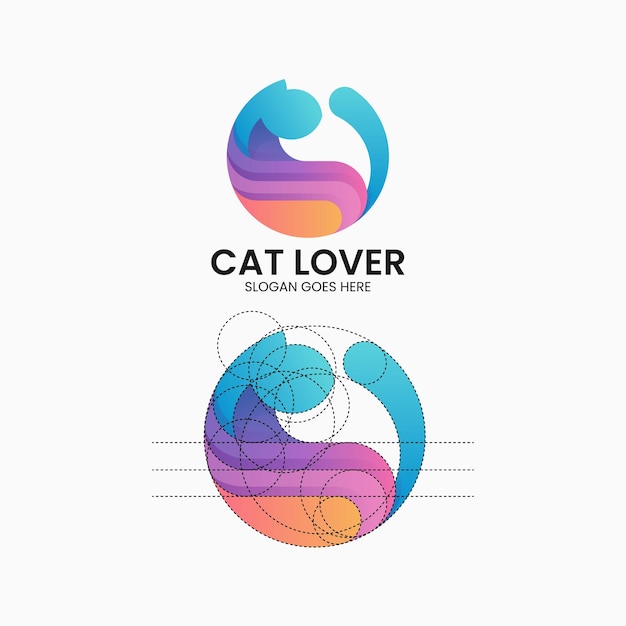 Ilustración vectorial del logotipo Gradiente de gato Estilo colorido
