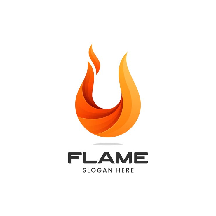 Vector ilustración vectorial del logotipo gradiente de llama estilo colorido