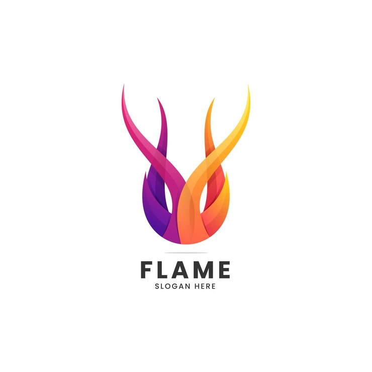 Vector ilustración vectorial del logotipo gradiente de llama estilo colorido