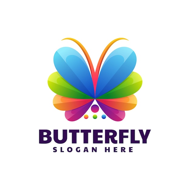 Ilustración vectorial del logotipo Gradiente de mariposa Estilo colorido