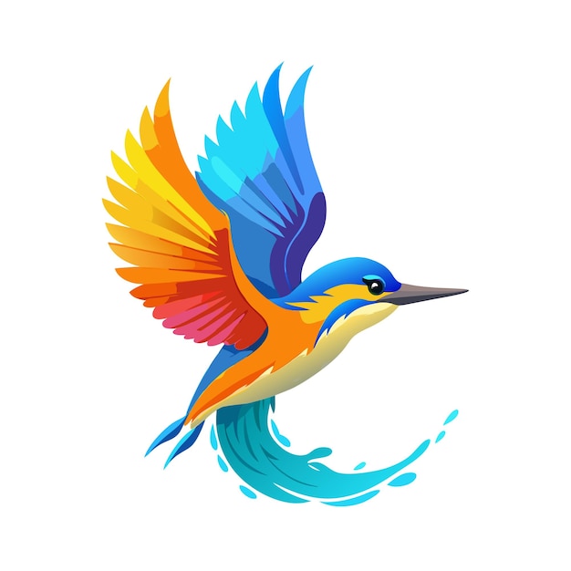 Ilustración vectorial del logotipo del gradiente de pájaro colorido
