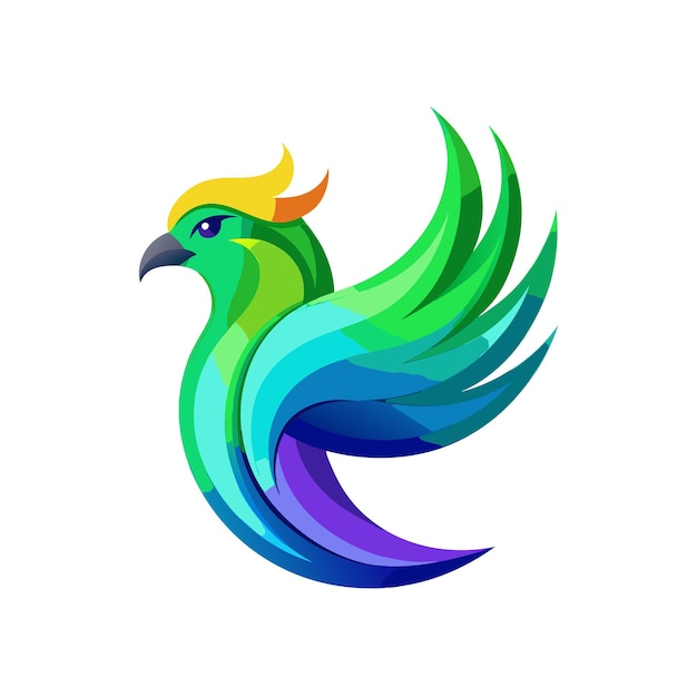 Ilustración vectorial del logotipo del gradiente de pájaro colorido