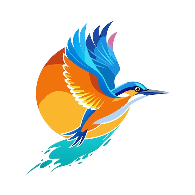 Ilustración vectorial del logotipo del gradiente de pájaro colorido