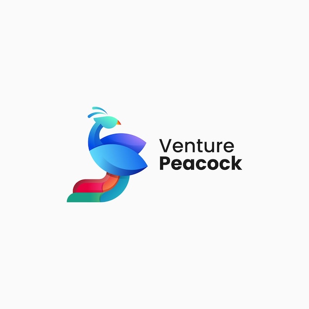 Ilustración vectorial del logotipo Gradiente de pavo real Estilo colorido