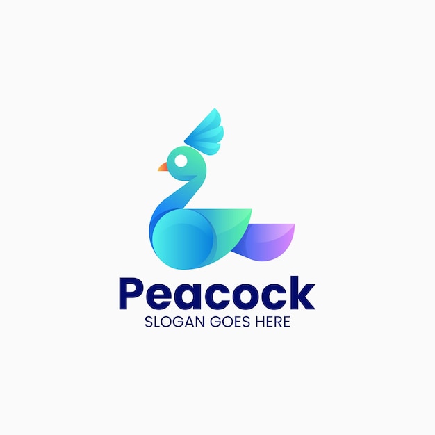 Ilustración vectorial del logotipo Gradiente de pavo real Estilo colorido