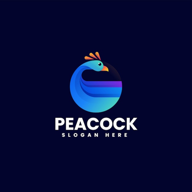 Ilustración vectorial del logotipo Gradiente de pavo real Estilo colorido