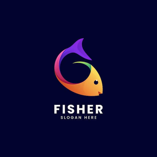 Ilustración vectorial del logotipo Gradiente de pescado Estilo colorido