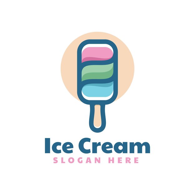 Ilustración vectorial del logotipo Helado Estilo de mascota simple