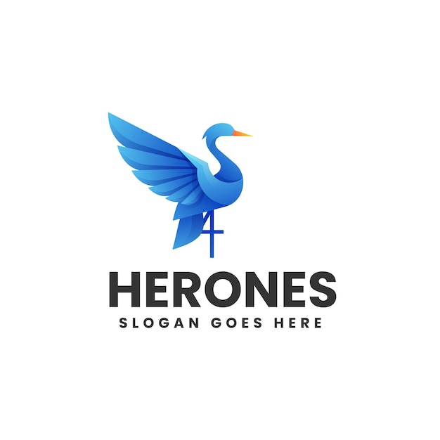 Vector ilustración vectorial del logotipo heron gradiente estilo colorido