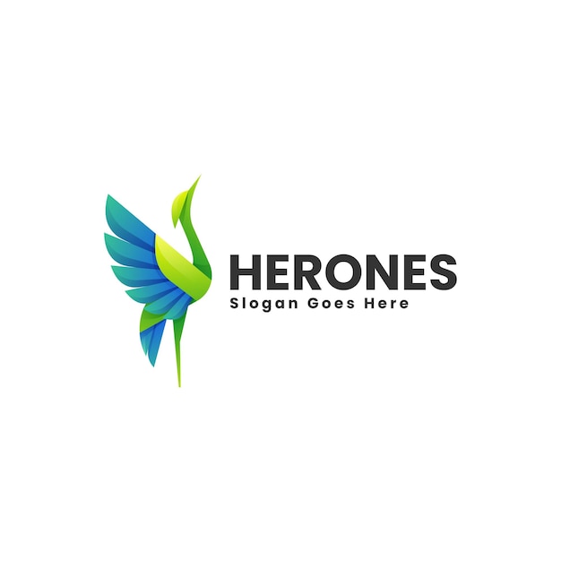 Ilustración vectorial del logotipo Heron Gradiente Estilo colorido