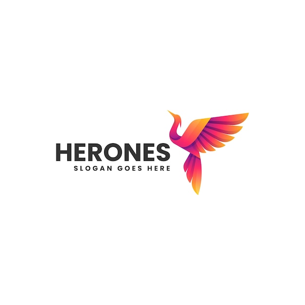 Ilustración vectorial del logotipo Heron Gradiente Estilo colorido