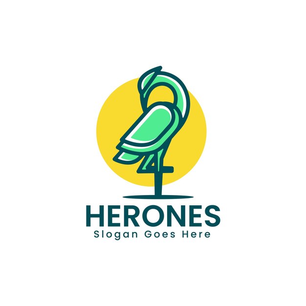 Vector ilustración vectorial del logotipo heron simple estilo de mascota