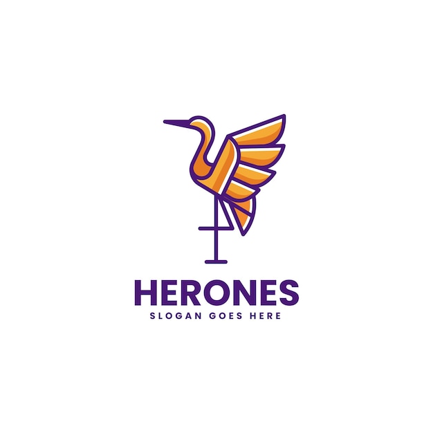Ilustración vectorial del logotipo Heron Simple Estilo de mascota