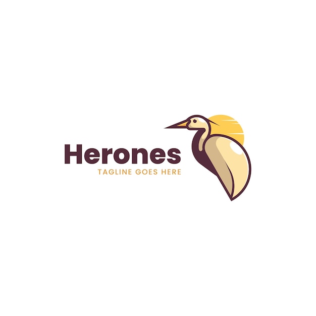Ilustración vectorial del logotipo Heron Simple Estilo de mascota
