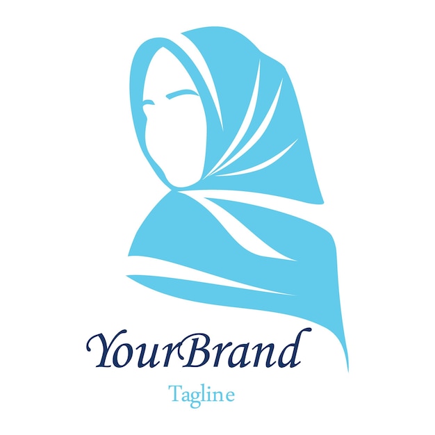 Ilustración vectorial del logotipo de hijab de moda con texto para su eslogan