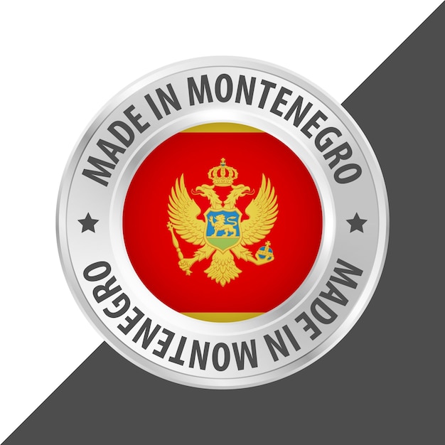 Ilustración vectorial del logotipo de la insignia de la bandera del sello "Made in Montenegro"
