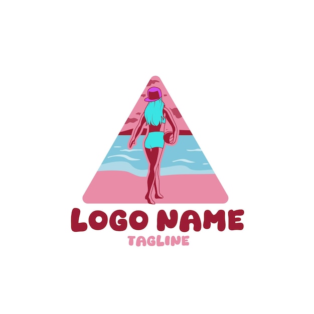 Vector ilustración vectorial del logotipo de la jugadora de voleibol femenina