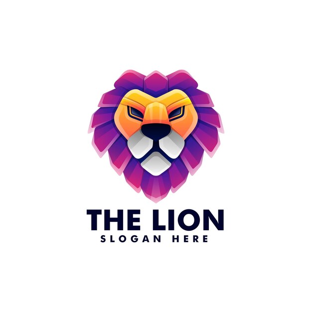 Ilustración vectorial del logotipo León Gradiente Estilo de colores