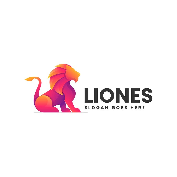Vector ilustración vectorial del logotipo león gradiente estilo de colores