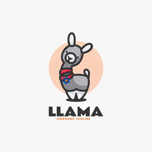 Ilustración vectorial del logotipo Llama Mascota Estilo de dibujos animados