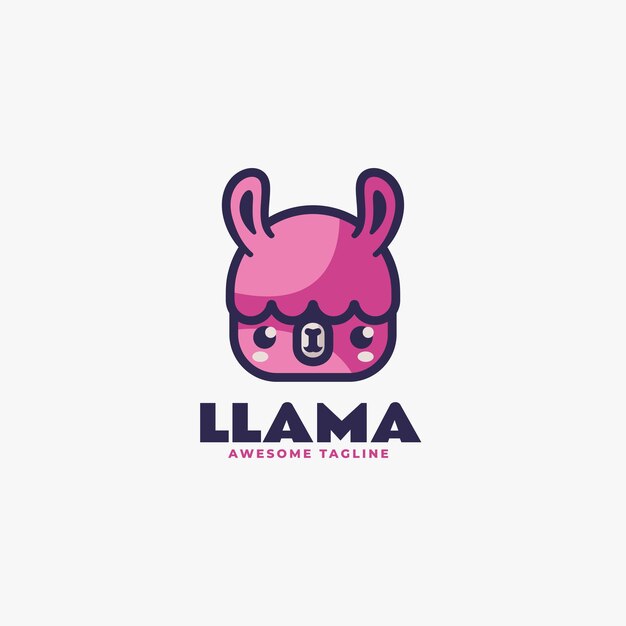 Ilustración vectorial del logotipo Llama Mascota Estilo de dibujos animados