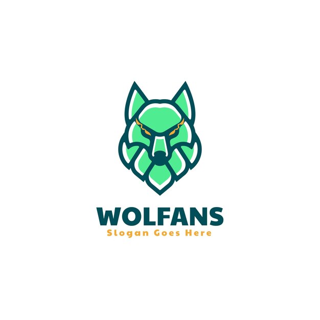 Vector ilustración vectorial del logotipo lobo estilo de mascota simple