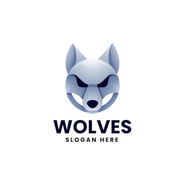 Ilustración vectorial del logotipo Lobos Gradiente Estilo de colores
