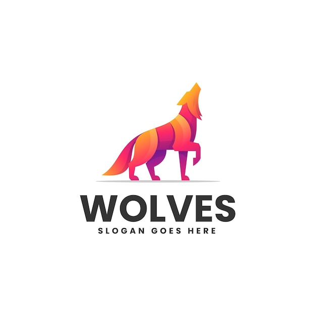 Ilustración vectorial del logotipo Lobos Gradiente Estilo de colores