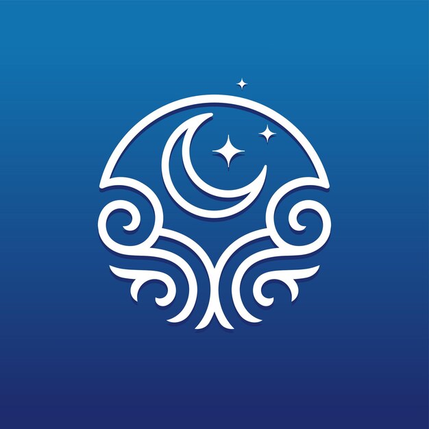 Ilustración vectorial del logotipo de la luna y las estrellas