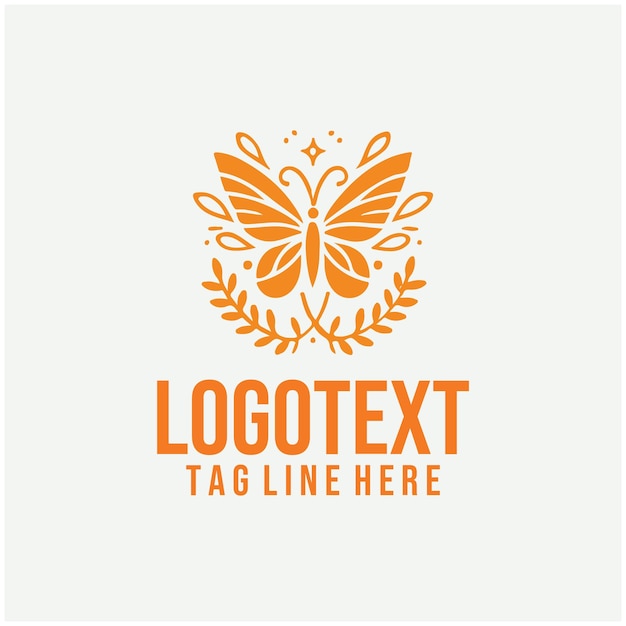 Ilustración vectorial del logotipo de la mariposa floral lineal