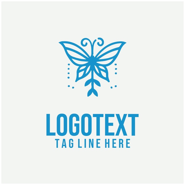 Ilustración vectorial del logotipo de la mariposa floral lineal