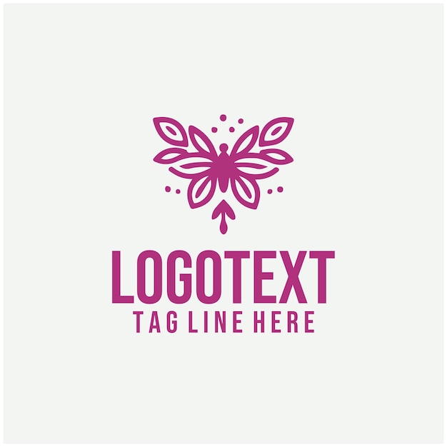 Ilustración vectorial del logotipo de la mariposa floral lineal