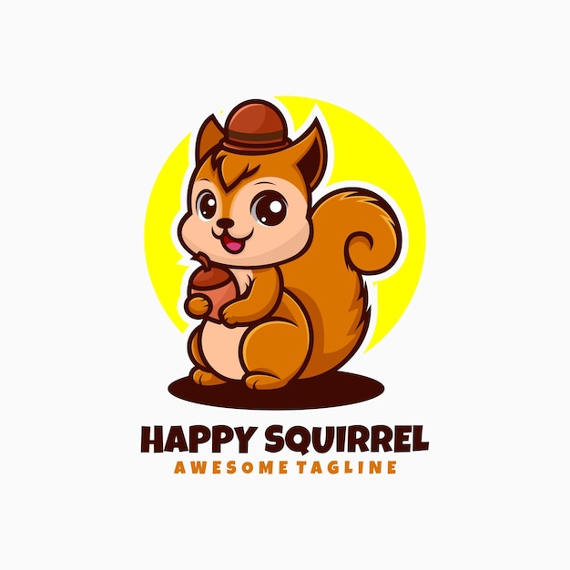 Ilustración vectorial del logotipo Mascota de la ardilla Estilo de dibujos animados