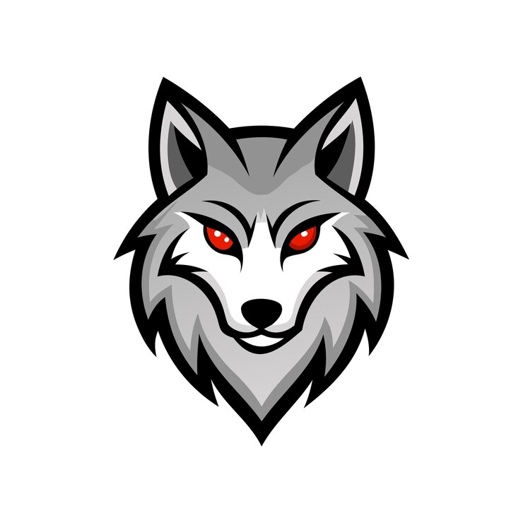 Ilustración vectorial del logotipo de la mascota de cabeza de lobo sobre un fondo blanco