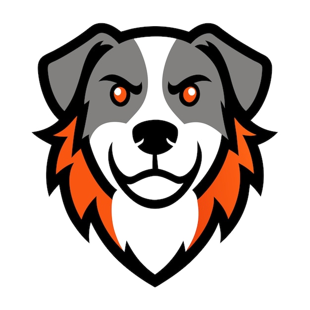 Ilustración vectorial del logotipo de la mascota de la cabeza de perro en fondo blanco
