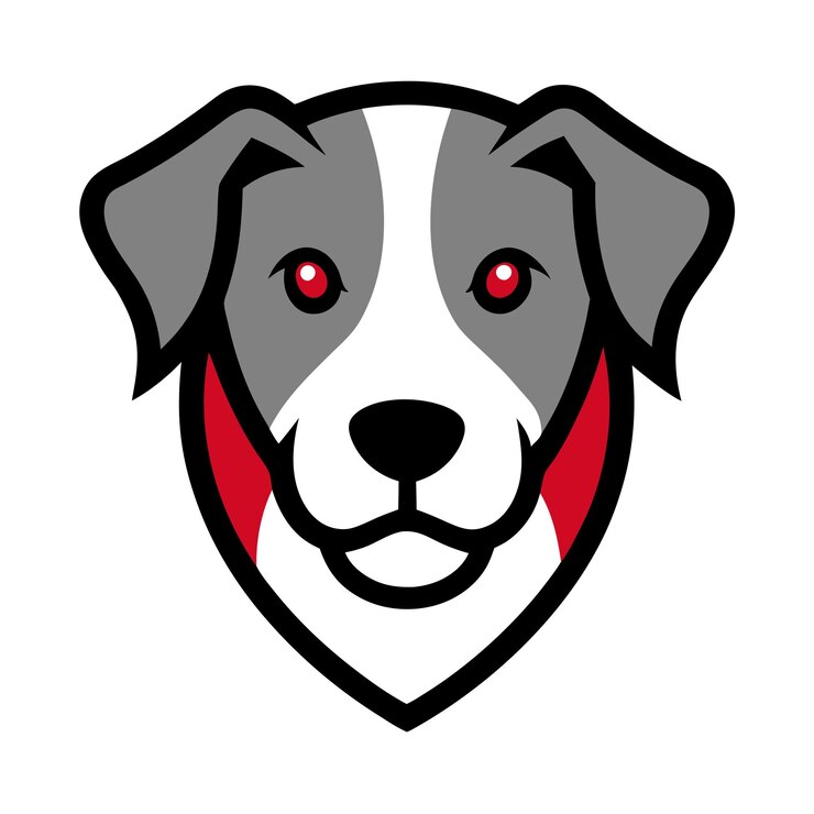 Ilustración vectorial del logotipo de la mascota de la cabeza de perro en fondo blanco
