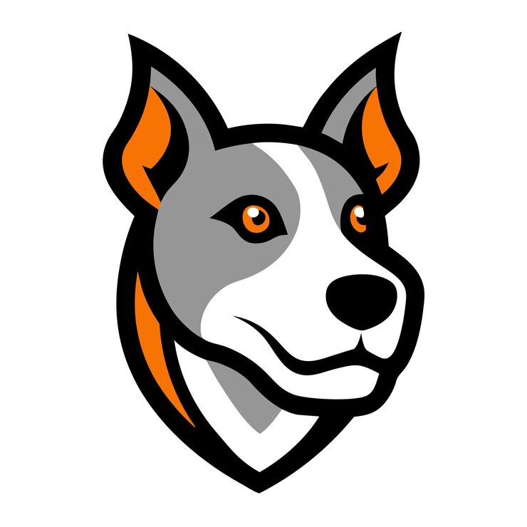 Ilustración vectorial del logotipo de la mascota de la cabeza de perro en fondo blanco