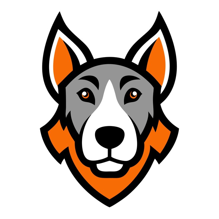 Ilustración vectorial del logotipo de la mascota de la cabeza de perro en fondo blanco